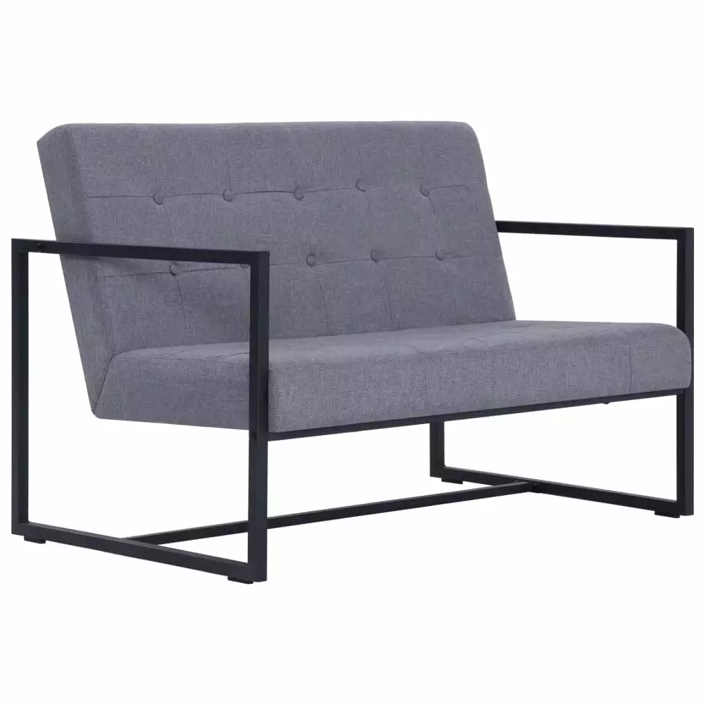 vidaXL Sofa Loveseat with Armrests for Living Room Office Steel and Fabric